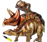 Set di 3 palloncini giganti a forma di dinosauro, 132,1 cm, triceratopo T-Rex, stegosauro, ideali per feste, decorazioni di Halloween e regali di festa