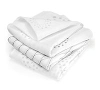 Set di 3 pannolini in mussola, 80 x 80 cm, design grafico, tessuto doppio e testato Ökotex, per bambini, 100% cotone, colore: bianco e grigio