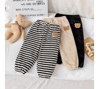 Set di 3 pantaloni casual di moda in colore unito e a righe per bambini maschi, adatti per autunno/inverno 6-9M,9-12M,12-18M,18-24M,2-3YA striscePoliestere
