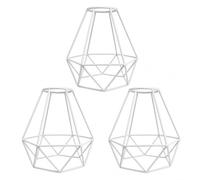 Set di 3 paralumi a gabbia in metallo bianco per lampade a sospensione E27 | Paralume geometrico a gabbia per lampadari da soffitto. diametro 12 cm x altezza 16,5 cm. Stile industriale per cucina e sala