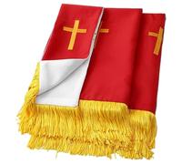 Set di 3 Paramenti da Chiesa Reversibili Include Runner da Tavola Rosso, Segnalibro e Sciarpa da Pulpito con Croce d'Oro, Tovaglie da Comunione per Chiese e Forniture per il Culto, Rosso