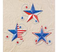 Set Di 3 Patriottico 4th Luglio Stars Interno/Esterno Parete Metallica Arte