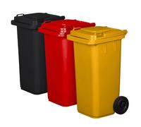 Set di 3 Pattumiere Bidoni Raccolta Differenziata 120 240 Litri con Ruote
