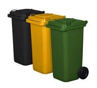Set di 3 Pattumiere Bidoni Raccolta Differenziata 120 240 Litri con Ruote