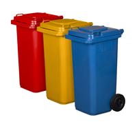 Set di 3 Pattumiere Bidoni Raccolta Differenziata 120 240 Litri con Ruote