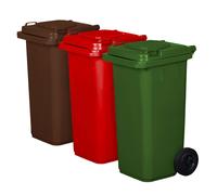 Set di 3 Pattumiere Bidoni Raccolta Differenziata 120 240 Litri con Ruote