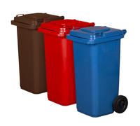 Set di 3 Pattumiere Bidoni Raccolta Differenziata 120 240 Litri con Ruote