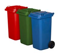 Set di 3 Pattumiere Bidoni Raccolta Differenziata 120 240 Litri con Ruote