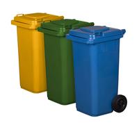 Set di 3 Pattumiere Bidoni Raccolta Differenziata 120 240 Litri con Ruote