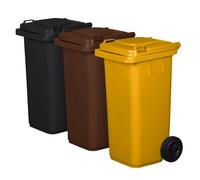Set di 3 Pattumiere Bidoni Raccolta Differenziata 120 240 Litri con Ruote