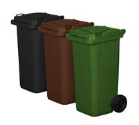 Set di 3 Pattumiere Bidoni Raccolta Differenziata 120 240 Litri con Ruote