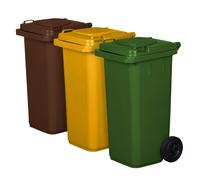 Set di 3 Pattumiere Bidoni Raccolta Differenziata 120 240 Litri con Ruote