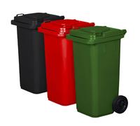 Set di 3 Pattumiere Bidoni Raccolta Differenziata 120 240 Litri con Ruote