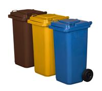 Set di 3 Pattumiere Bidoni Raccolta Differenziata 120 240 Litri con Ruote
