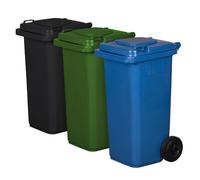 Set di 3 Pattumiere Bidoni Raccolta Differenziata 120 240 Litri con Ruote