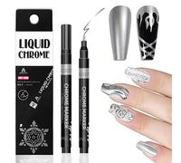 Set di 3 penne per unghie, 3D metallizzate, set di penne per nail art, linea fai da te, graffiti, effetto cromato, nail art, punta delle unghie, strumenti per manicure francese (argento, S)