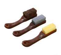 Set di 3 pennelli con setole per mini pennelli con manico ambrato, marrone, grigio, giallo, noce, Bodhi, patina di oliva, strumento per colorare oggetti d'antiquariato