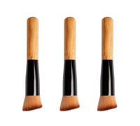 Set di 3 Pennelli Cosmetici Testa Obliqua, Legno e Fibra Artificiale | Forma Unica, Presa Facile, Uso Multiplo per Cipria e Blush, Adatto a San Valentino e Festa della Mamma Colore Casuale