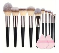 Set di 3 pennelli da trucco Kabuki per cipria, ombretto, pennelli sintetici di alta qualità, per contouring, correttore, fondotinta, cipria, ombretti, 10 pezzi