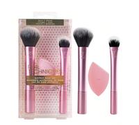 Set di 3 pennelli essenziali per il trucco quotidiano Real Techniques, RT407 multitask con setole extra morbide per applicare uniformemente polvere, fondotinta o bronzer su tutto il viso per un finish
