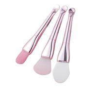Set di 3 pennelli in silicone per maschera facciale, applicatore a doppia testa con spatola cucchiaio per un'applicazione facile e igienica della cura della pelle (rosa)