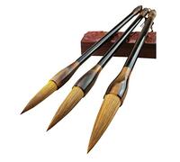 Set di 3 pennelli per calligrafia cinese, set di pennelli da disegno giapponese Kanji Sumi per calligrafia e pittura, pennelli cinesi in 3 misure per principianti