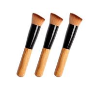 Set di 3 Pennelli per Fondotinta, Blush e Polvere | Legno e Fibra Artificiale, Forma Unica e Facile da Impugnare, per Regalo San Valentino e Festa Mamma Colore Casuale