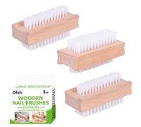 Set di 3 pennelli per unghie in legno, setole rigide su entrambi i lati, ergonomiche e sostenibili, per pulire in profondità lo sporco dalle unghie, strumento per manicure e pedicure per mani e piedi