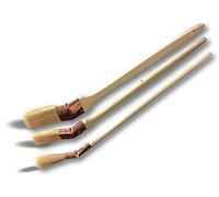 Set di 3 pennelli piatti a testa angolata per pittura radiatori | Larghezza 20, 30, 40 mm | Seta bianca | ghiera rame | Manico in legno | Angoli, persiane, angoli, tubi, accesso difficile | Kibros