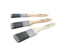 Set di 3 pennelli sintetici per decoratori ProDec per una pittura liscia con vernici ad emulsione, lucide e satinate su pareti, soffitti, legno e metallo, contiene pennelli da 1", 1,5" e 2".