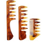 Set di 3 pettini per capelli castano miele da uomo, in materiale ABS professionale, per lo styling dei capelli, evitano grovigli e non graffiano il cuoio capelluto per la toelettatura quotidiana