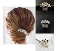 Set di 3 pettini per capelli da sposa, con strass, argentati, fermagli per capelli da sposa, accessori scintillanti per spose, damigelle d'onore, donne e ragazze
