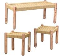 Set Di 3 Pezzi Boho Style 2 Sgabelli Panca Josue