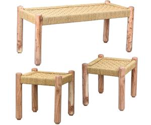 Set Di 3 Pezzi Boho Style 2 Sgabelli Panca Josue