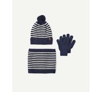 Set di 3 pezzi cappello + guanti + collo Blu 10/14 anni - 138/162 cm