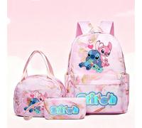 Set di 3 pezzi composto da: Astuccio per matite 3D stampato con motivo Stitch, Zaino, Borsa a tracolla - Motivo cielo stellato animato - Adatto per la scuola, viaggi, regali di Natale - Grande capacit
