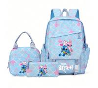 Set di 3 pezzi composto da astuccio per matite, zaino e borsa a tracolla con stampa 3D di Stitch, motivo cielo stellato di Stitch, adatto per bambini, per la scuola, i viaggi, regali di Natale, grande