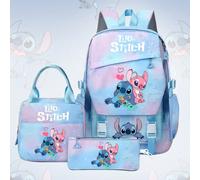 Set di 3 pezzi composto da zaino, borsa a tracolla e astuccio per matite con stampa 3D di Stitch e cielo stellato, adatto per bambini, per la scuola, i viaggi, come regalo di Natale. Organizer multifu