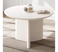 Set di 3 pezzi con tavolo da pranzo con sedie in tessuto, piedistallo robusto e piano antigraffio per spazi da pranzo moderni