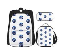 Set di 3 pezzi con zaino con motivo etnico bohémien, borsa a tracolla regolabile con astuccio portapranzo, Occhi malvagi 4, Taglia unica, Zaino daypack