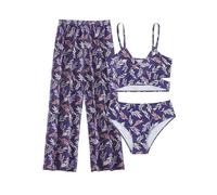 Set di 3 pezzi costume da bagno adolescente ragazza 8-14 anni set di costumi + calze di costumi da bagno Tanga + pantaloni costume da bagno per adolescenti e ragazze, nuoto, spiaggia, sport