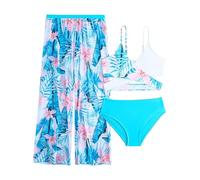 Set di 3 pezzi costume da bagno adolescente ragazza 8-14 anni set di costumi + calze di costumi da bagno Tanga + pantaloni costume da bagno per adolescenti e ragazze, nuoto, spiaggia, sport