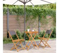 Set di 3 pezzi da bistrò antracite in tessuto di acacia massiccio, pieghevole, mobili da giardino, balcone, terrazzo, esterno, 60 x 75 cm, tavolo, 2 sedie per patio, esterni, set da cose