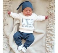Set di 3 pezzi di abbigliamento per neonati per servizio fotografico, composto da body con ricamo "HELLO", pantaloni e cappello, adatto per bambini e bambine da 1 a 100 giorni 0-1M,1-3MBlocchi di colo