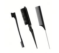 Set di 3 pezzi di accessori per acconciatura, include 1 pettine volumizzante, 1 pettine per illuminare, 1 pettine a punta e 1 pennello per sopracciglia, ideale per acconciature fai-da-te, accessori pe
