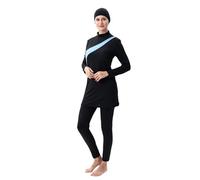 Set di 3 pezzi di burkini da donna, costume da bagno musulmano, islamico, arabo, a maniche lunghe, top da bagno, pantaloncini da bagno, cuffia da bagno, moda, slim fit, costume da bagno elasticizzato