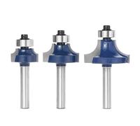 Set Di 3 Pezzi Di Frese A Raggio 1/4" Con Gambo Tondo Per La Finitura Del Legno