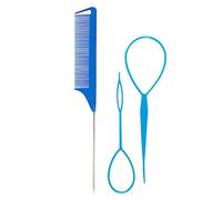 Set di 3 pezzi di strumenti per coda di capelli, pettini per acconciatura, pettini per prendere in giro la treccia francese, anello per donne, accessorio per intrecciare gadget aiutante