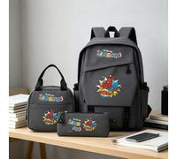 Set di 3 pezzi di zaino grigio Marvel The Amazing Spider-Man POW! Comprende borsa per laptop, borsa termica e astuccio, adatto per ufficio, studio e viaggio Fumetto,PianteOxford