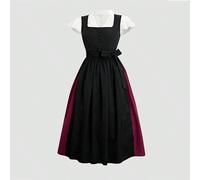 Set di 3 pezzi Dirndl, abito tradizionale tedesco a blocchi di colore con top ricamato traforato, con grembiule, per l'Oktoberfest L,M,S,XLBlocchi di coloreTessuto